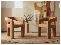 Princeton Dining Chair – Orange | Linen Fabric Upholstery (Set of 2)