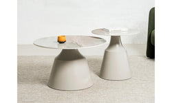 Sahara Coffee Table Set – Rocky Marble Effect | Cappuccino Frame (Nest of 2)