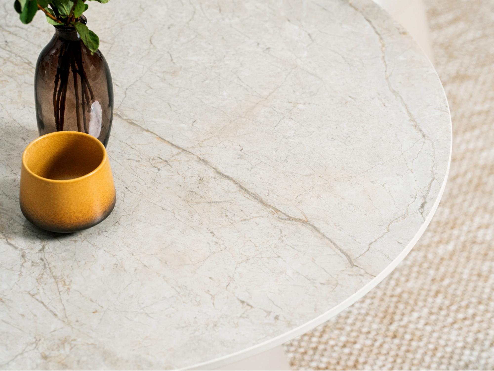 Sahara Coffee Table Set – Rocky Marble Effect | Cappuccino Frame (Nest of 2)
