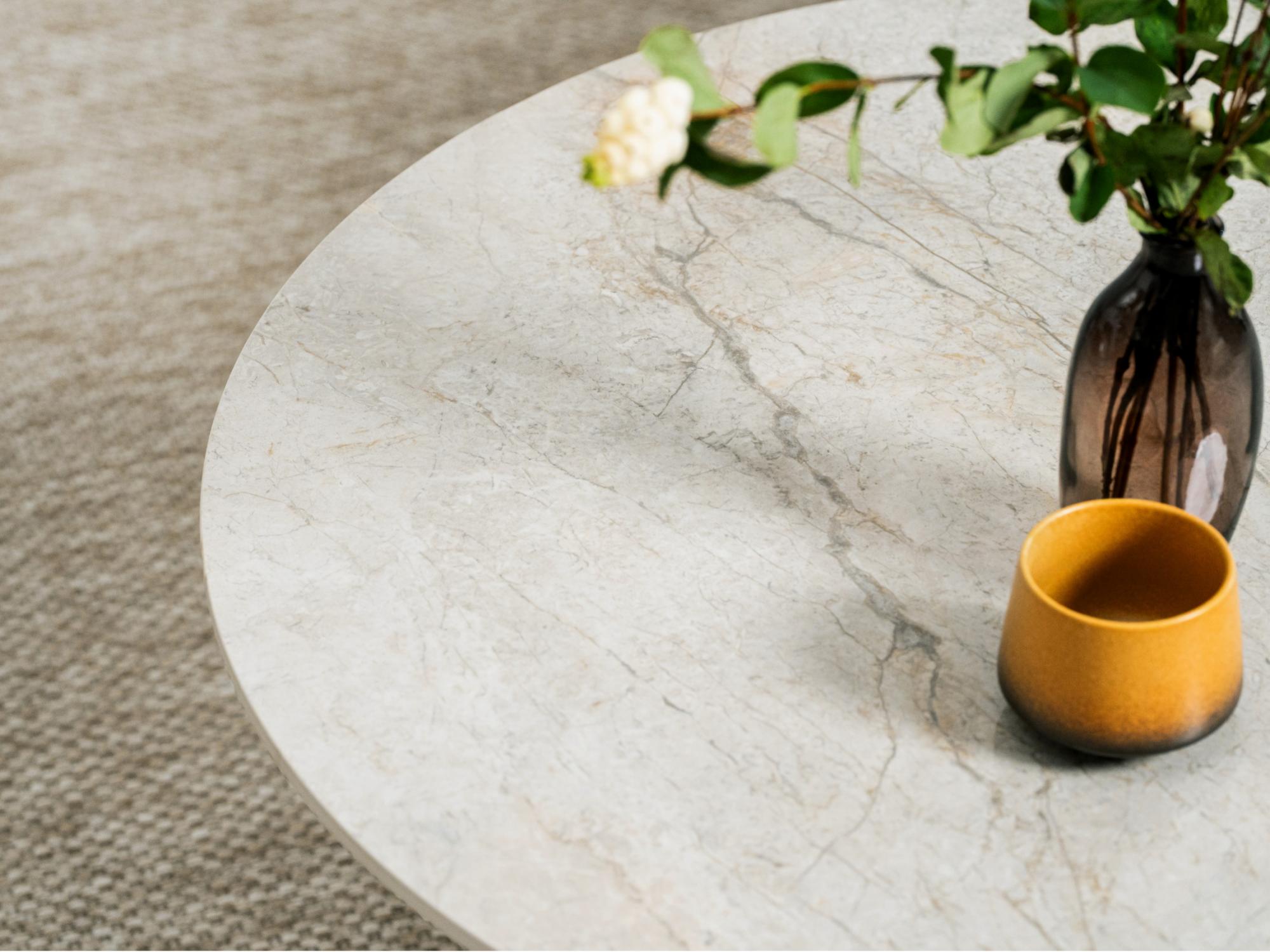 Sahara Coffee Table Set – Rocky Marble Effect | Cappuccino Frame (Nest of 2)