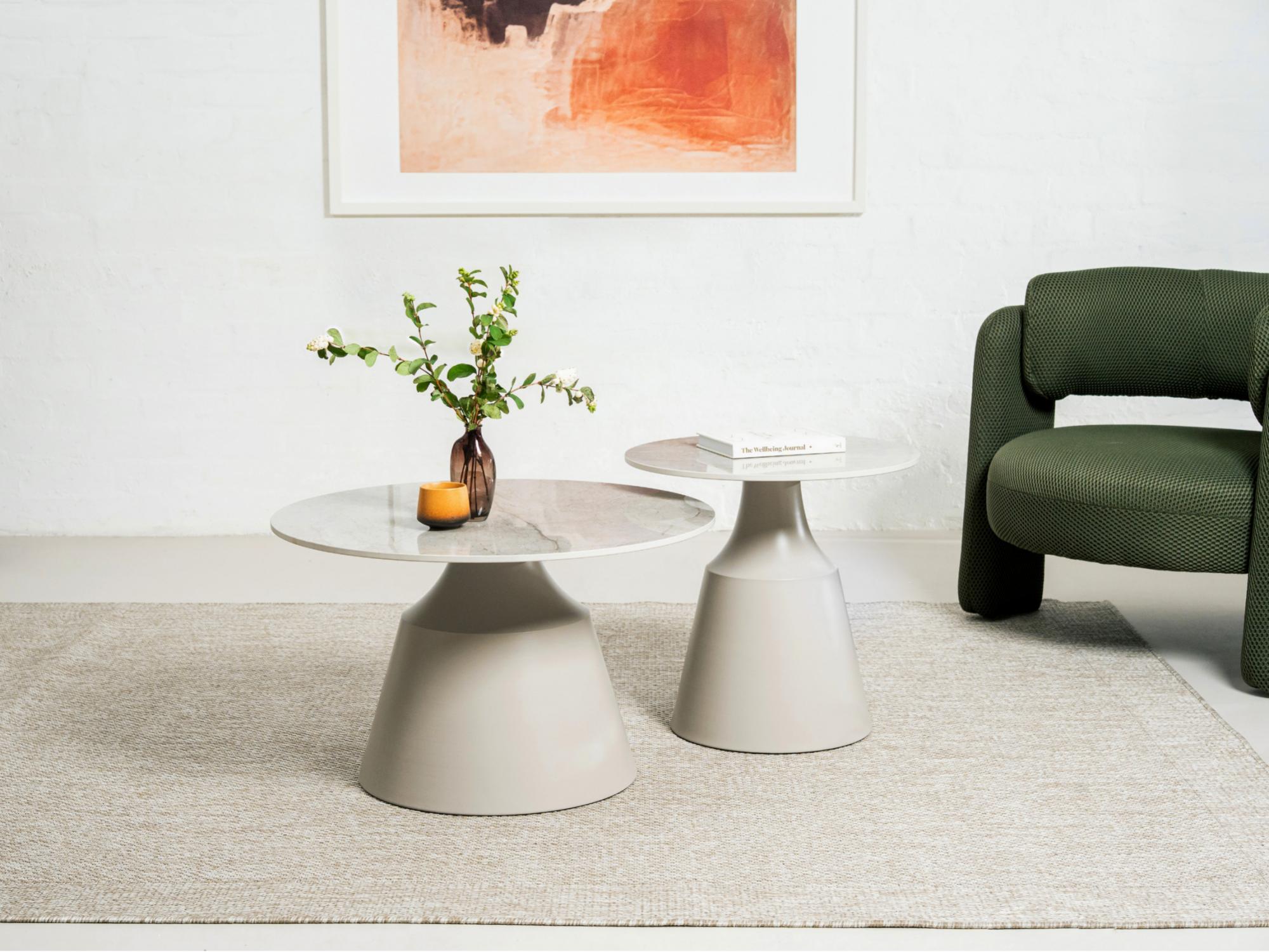 Sahara Coffee Table Set – Rocky Marble Effect | Cappuccino Frame (Nest of 2)