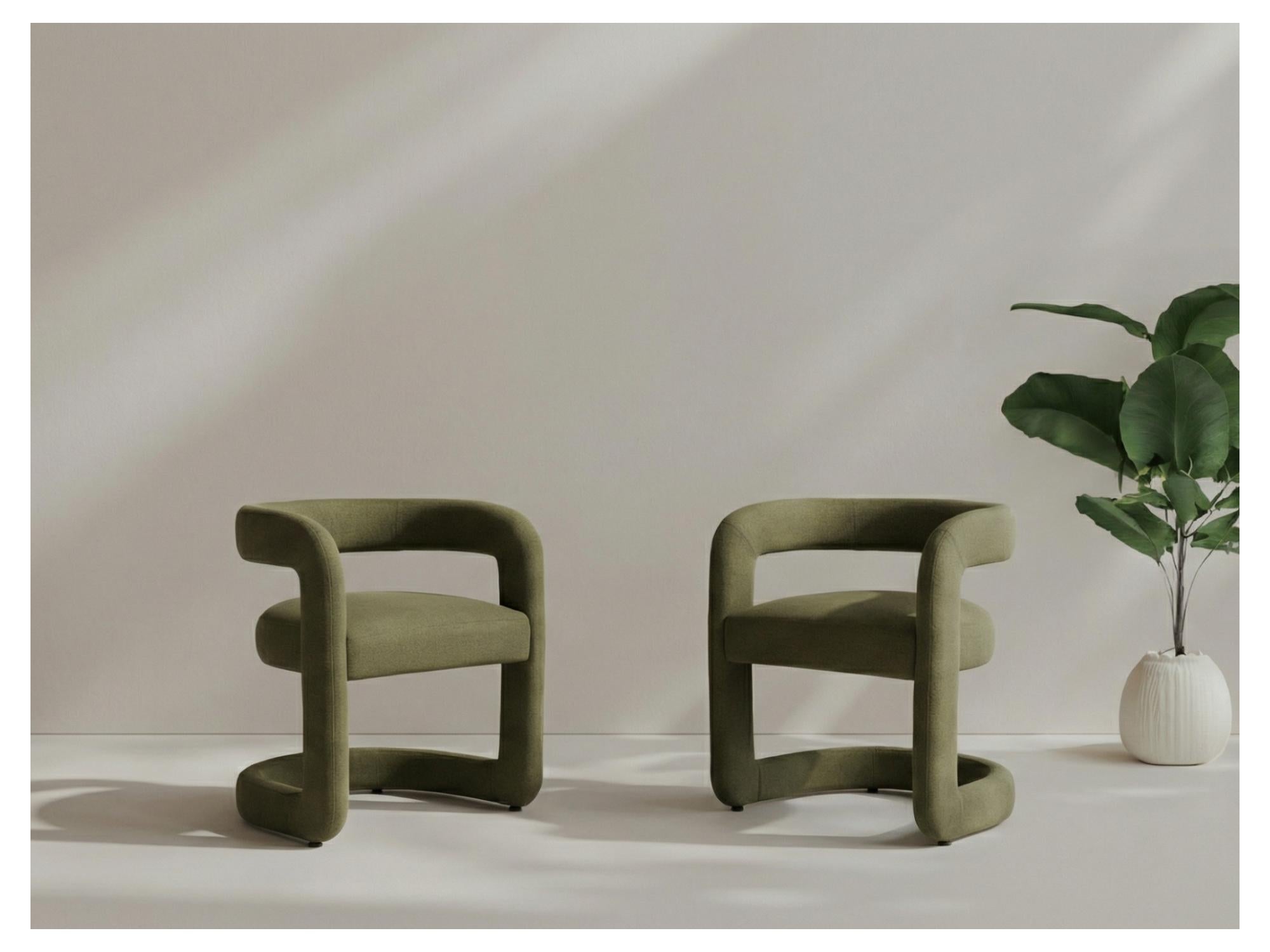 Toronto Dining Chair – Olive | Linen Fabric Upholstery (Set of 2)