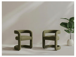 Toronto Dining Chair – Olive | Linen Fabric Upholstery (Set of 2)