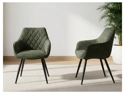 Harper Dining Chair – Pistachio | Textured Fabric & Black Frame (Set of 2)
