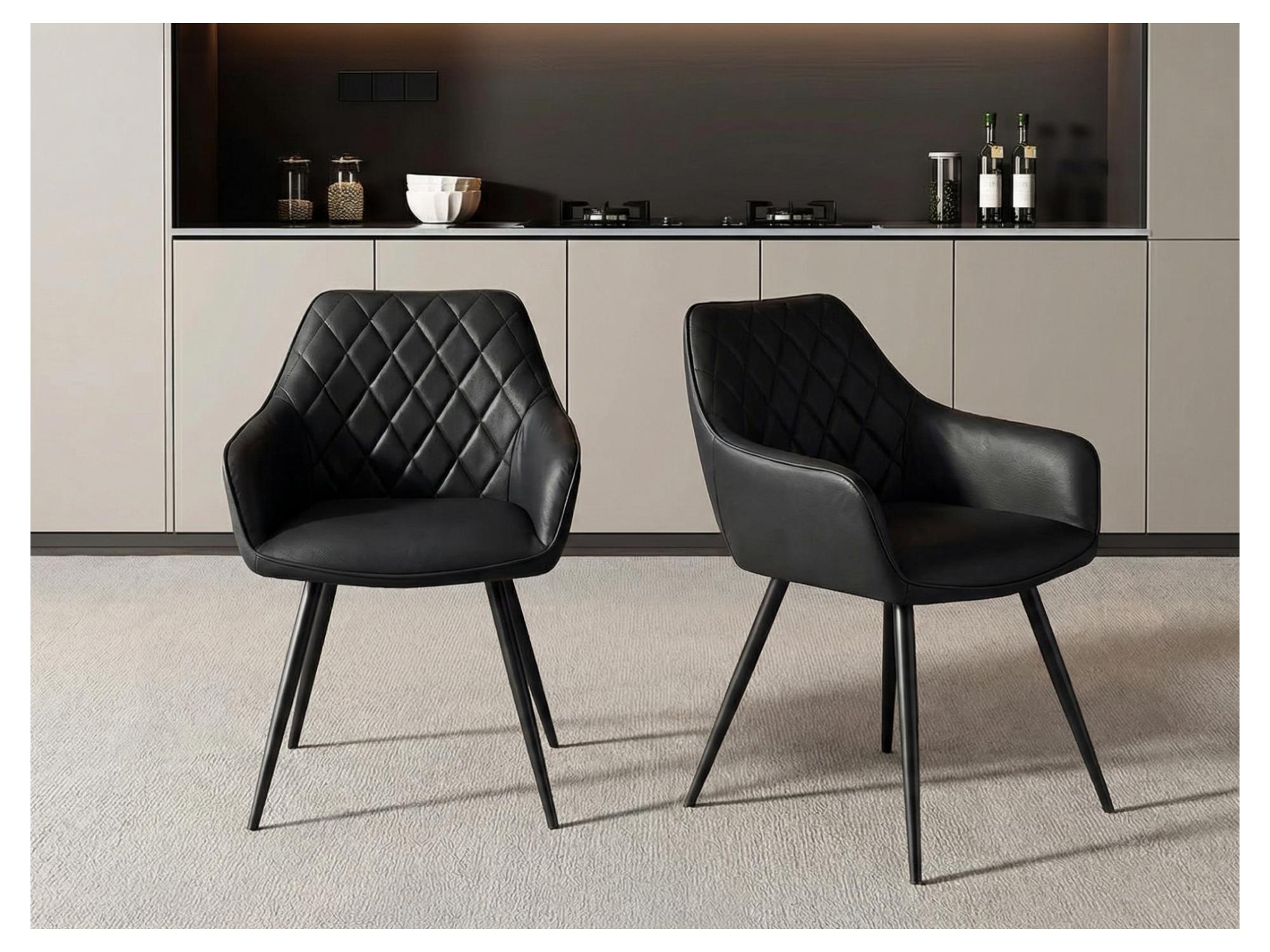 Harper Dining Chair – Black | Eco Leather &amp; Black Frame (Set of 2)
