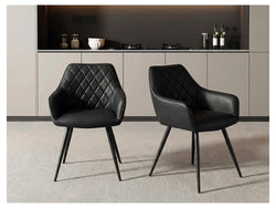 Harper Dining Chair – Black | Eco Leather &amp; Black Frame (Set of 2)