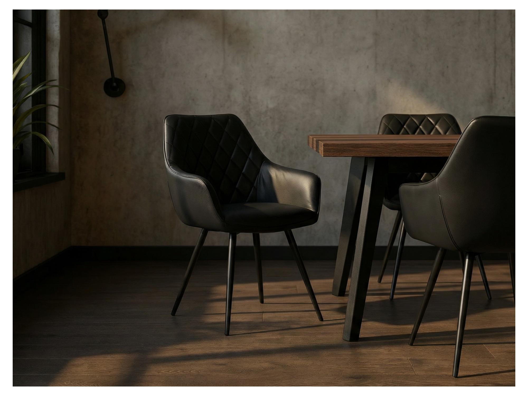 Harper Dining Chair – Black | Eco Leather &amp; Black Frame (Set of 2)