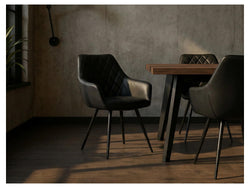 Harper Dining Chair – Black | Eco Leather &amp; Black Frame (Set of 2)