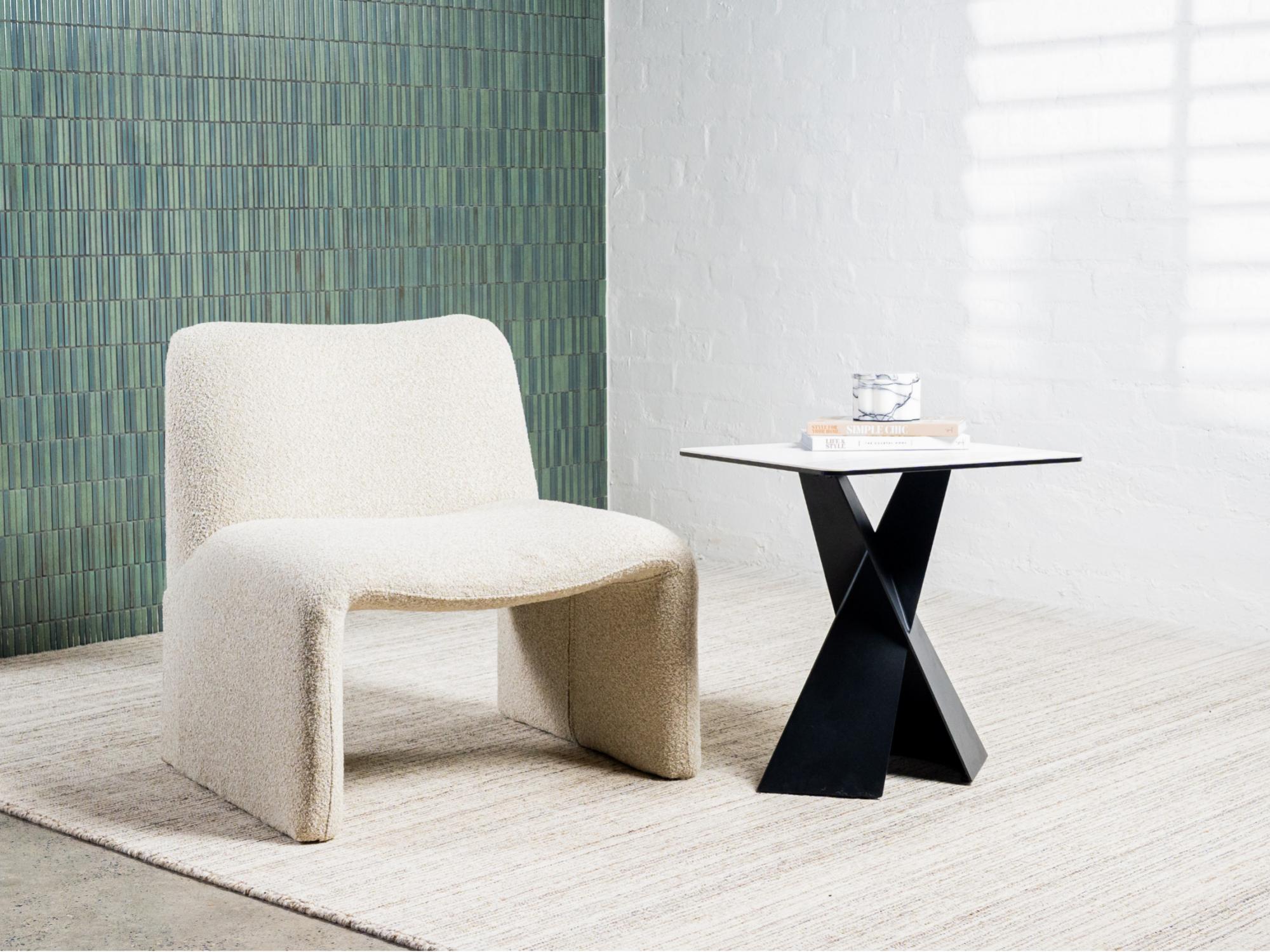 Zulu Side Table -Vermont Marble Effect | Black Frame
