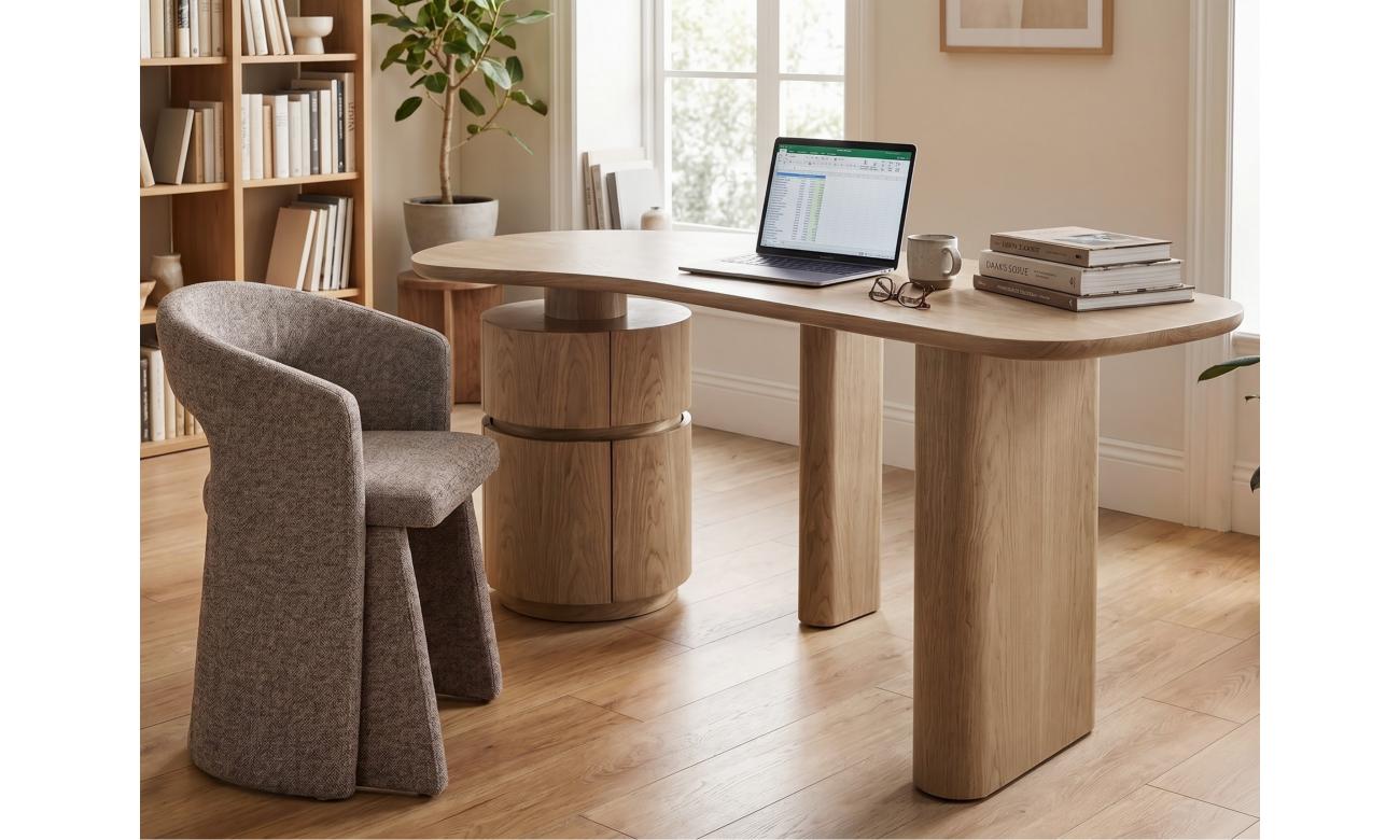 Trento Desk – Light Walnut | White Oak Veneer