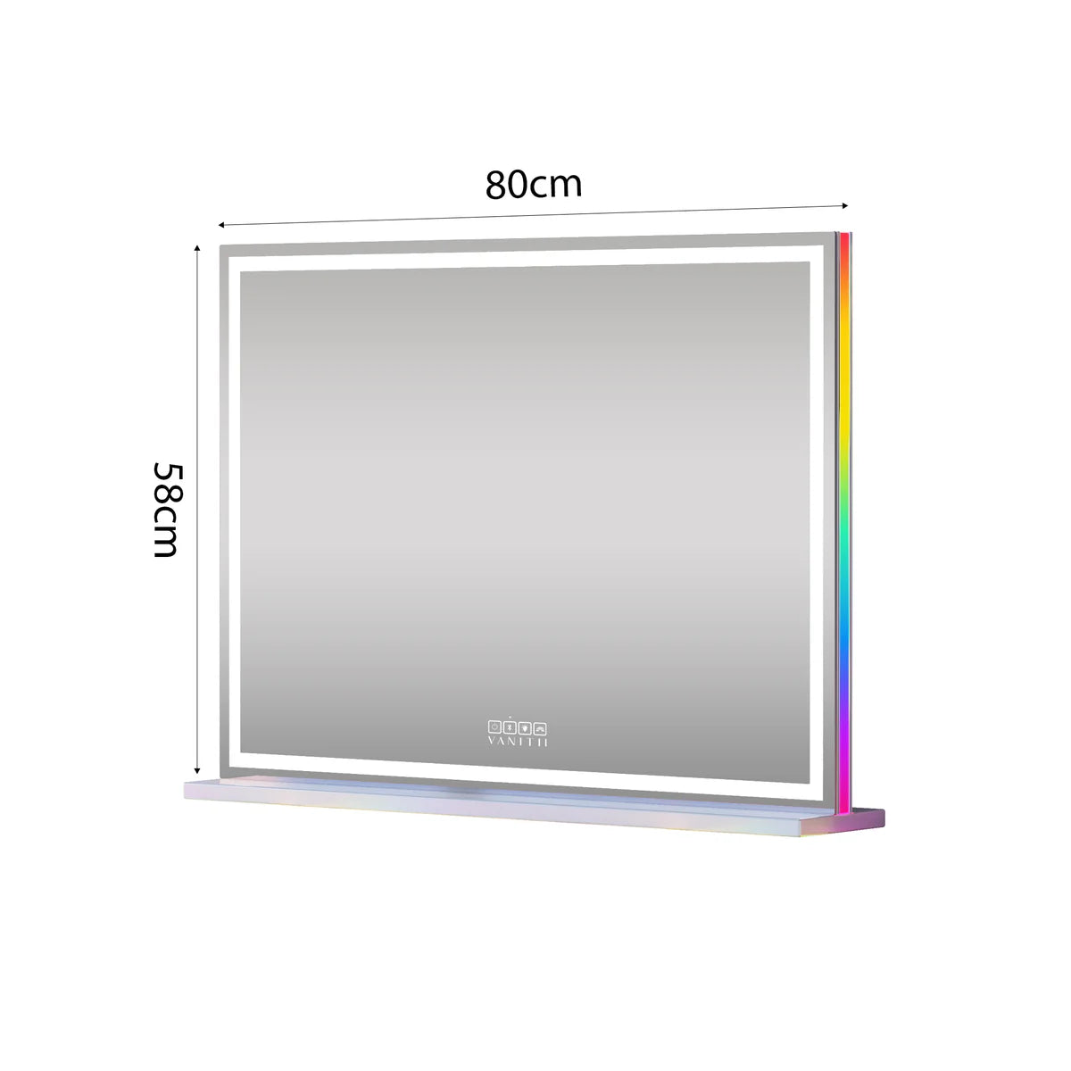 Vanity Mirror with RGB and Bluetooth Speaker- Led Light Strip 80 x 58cm