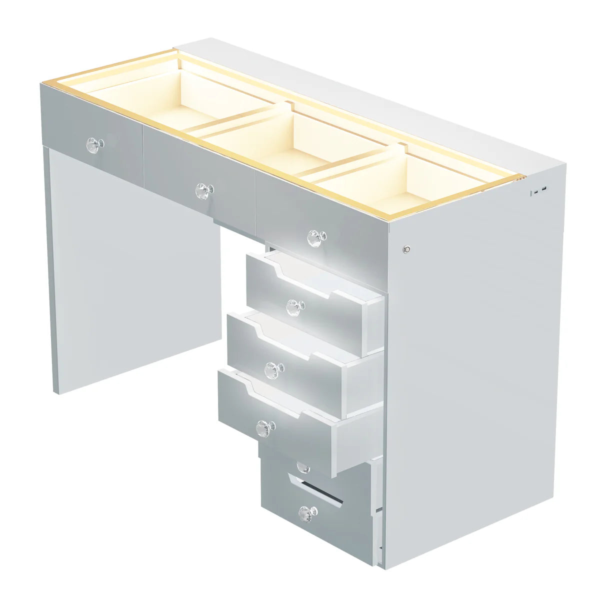 Diana Vanity Desk - 8 Storage Drawers with Lights