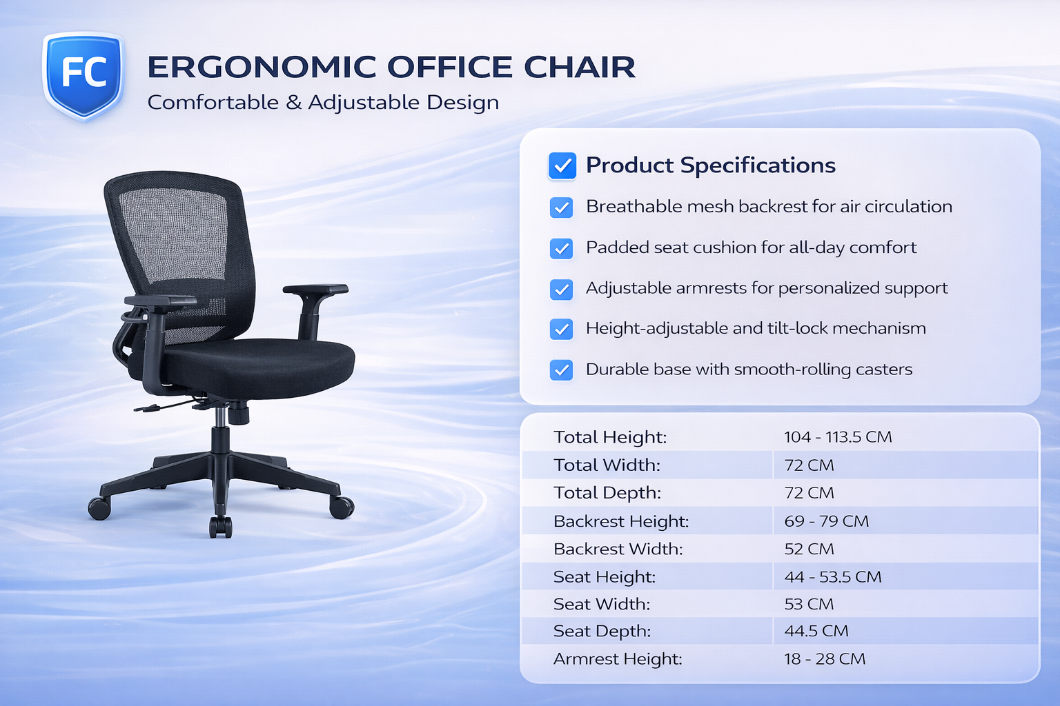 Alto Ergo Mesh Chair with Foam Seat – by FC