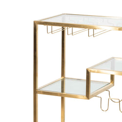 Henry Glass Bar Cart – Brushed Gold Base