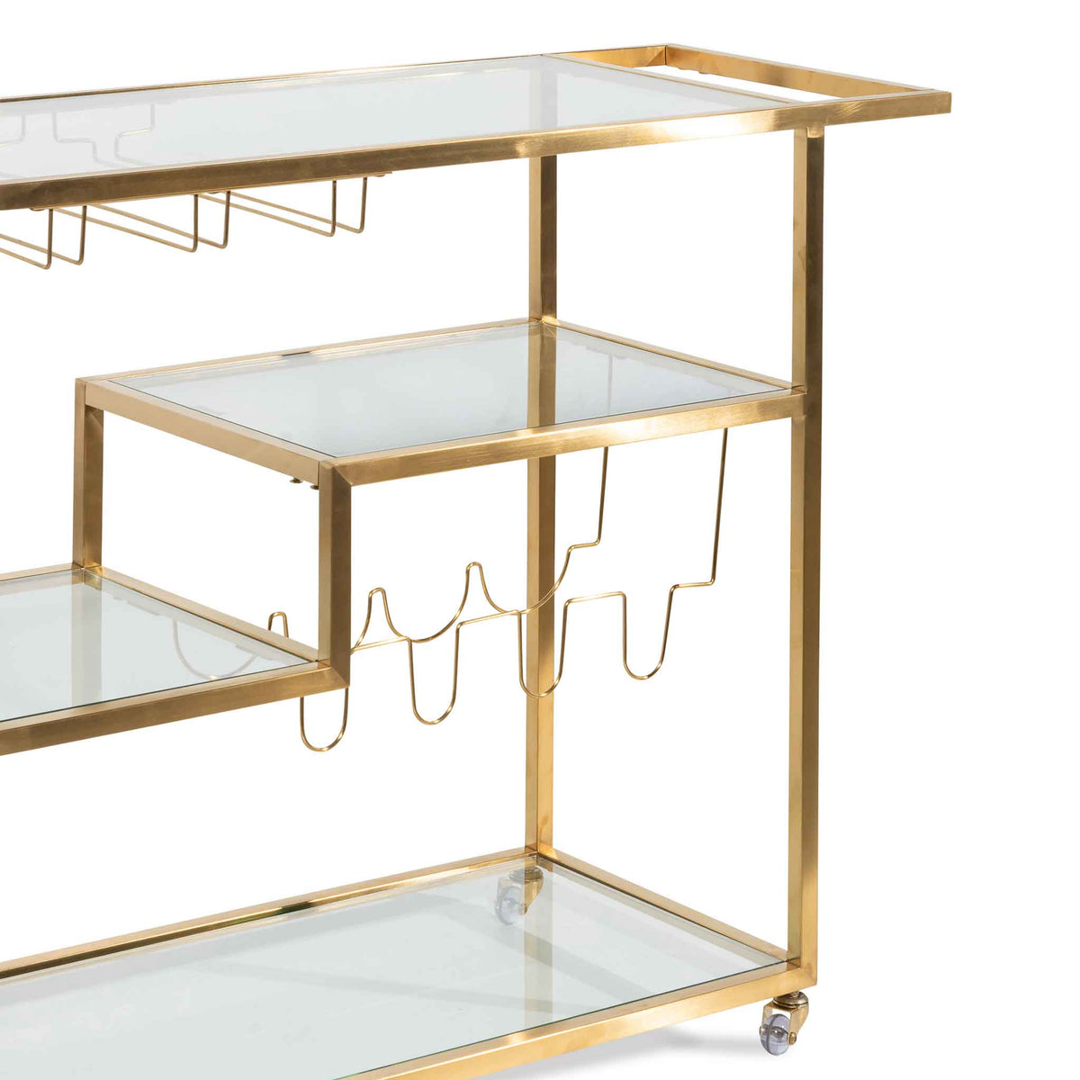 Henry Glass Bar Cart – Brushed Gold Base