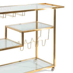 Henry Glass Bar Cart – Brushed Gold Base