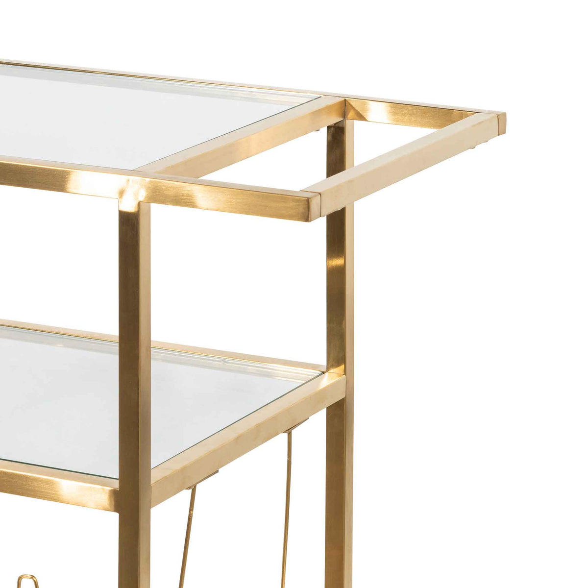 Henry Glass Bar Cart – Brushed Gold Base