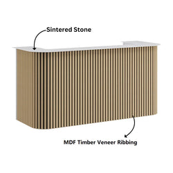 Meiko Reception Desk Oak Panels With White Top 210cm
