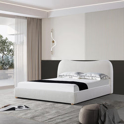 CBD8149-YO King Bed Frame - Cream White Boucle - Furniture Castle