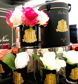 Cote Noire Premium Rose Bud Bouquet - Mixed Magenta & Blush - Dark Glass - MBG01