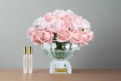 Cote Noire Luxury Centrepiece 37 Rose Bud Bouquet - Mixed Pink with Gold Badge - CPRB14