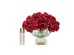 Cote Noire-Luxury Centrepiece - 37 Rose Buds in Burgundy & Gold badge
