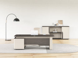 Phantom Executive Desk 1.8m – Ebony & Elegance Grey With LED Panel