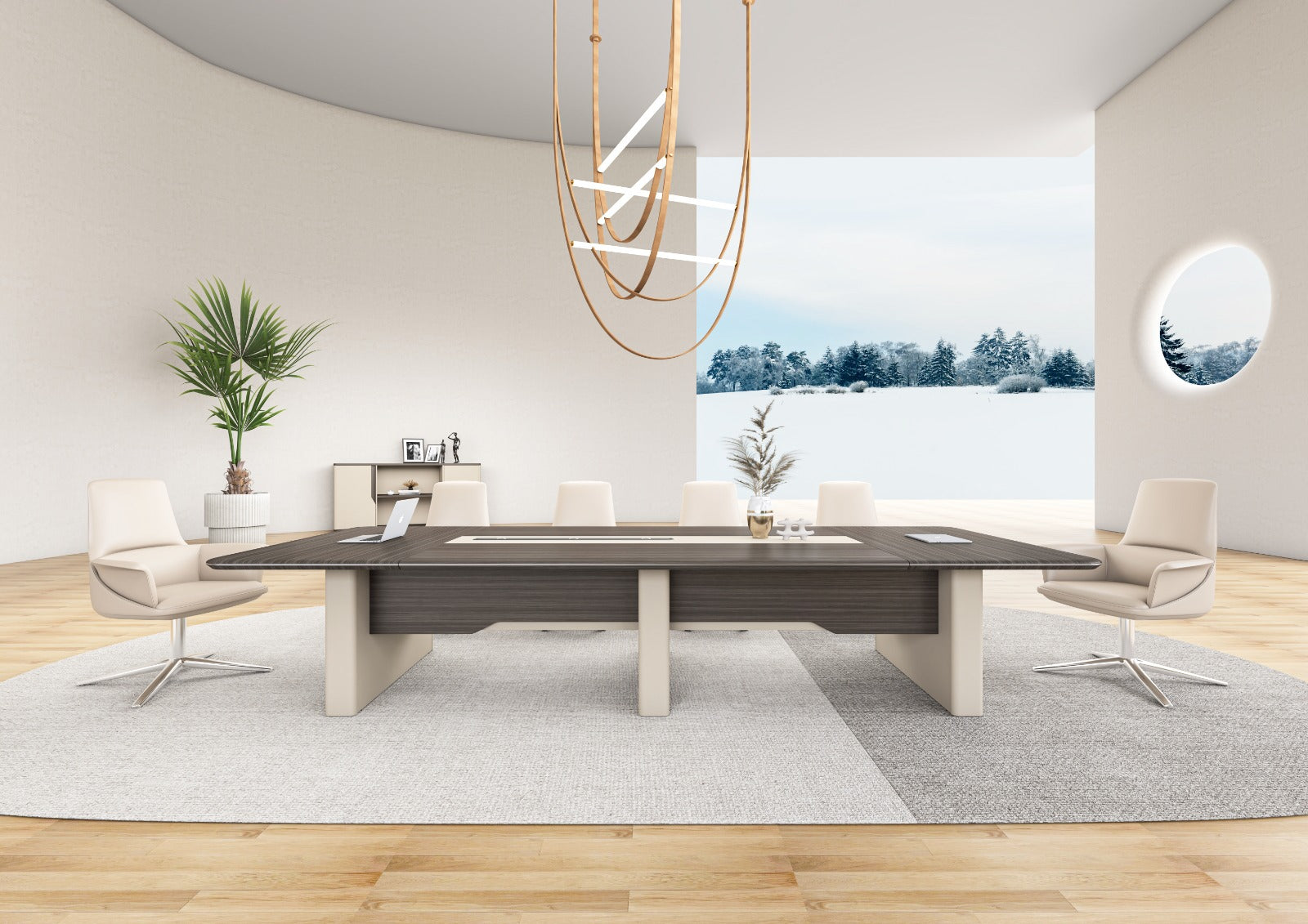 Phantom Conference Table 3.6m x 1.4m Ebony & Grey– With Wire Management System