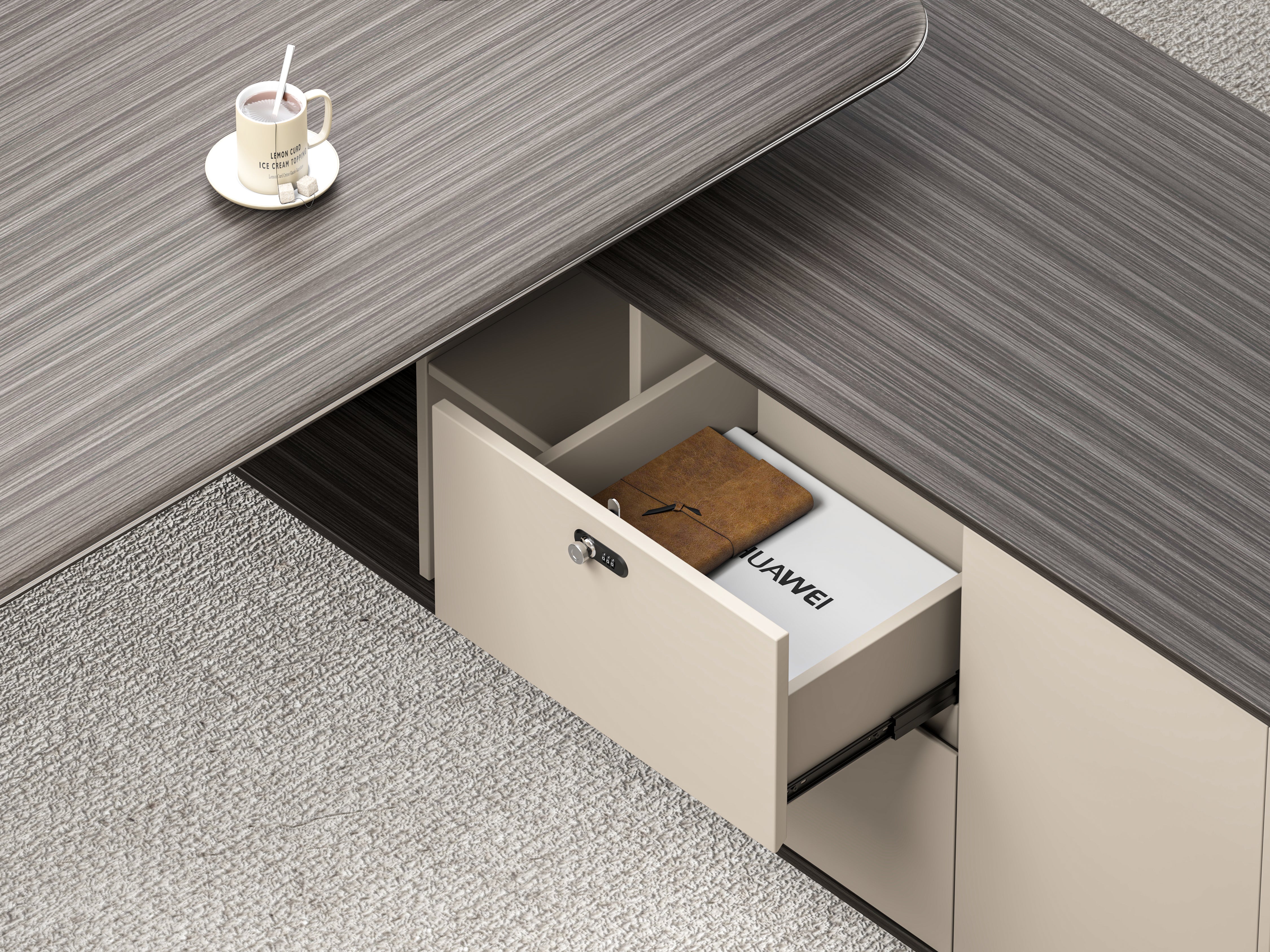 Phantom Executive Desk 1.8m – Ebony & Elegance Grey With LED Panel
