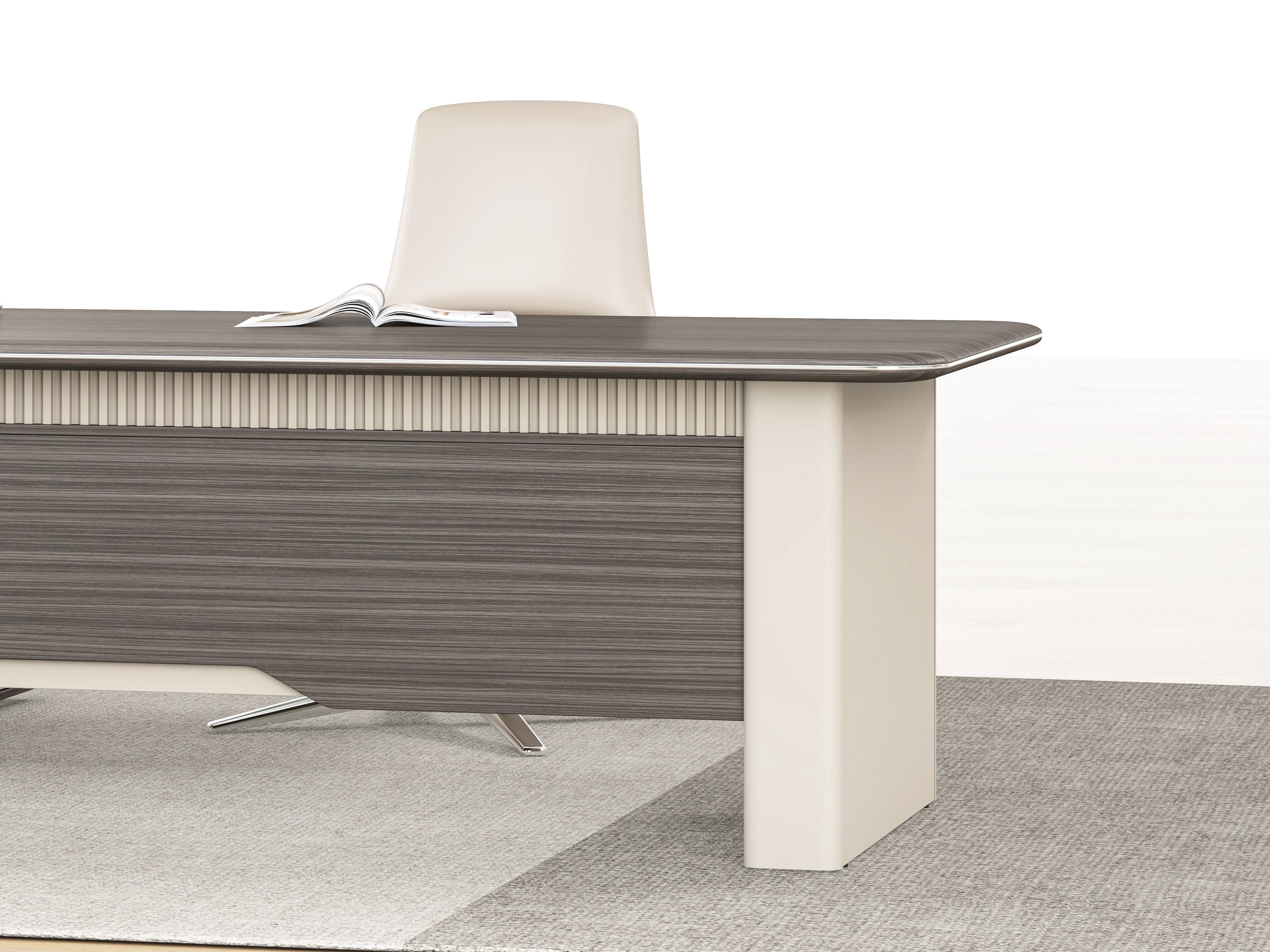Phantom Executive Desk 1.8m – Ebony & Elegance Grey With LED Panel