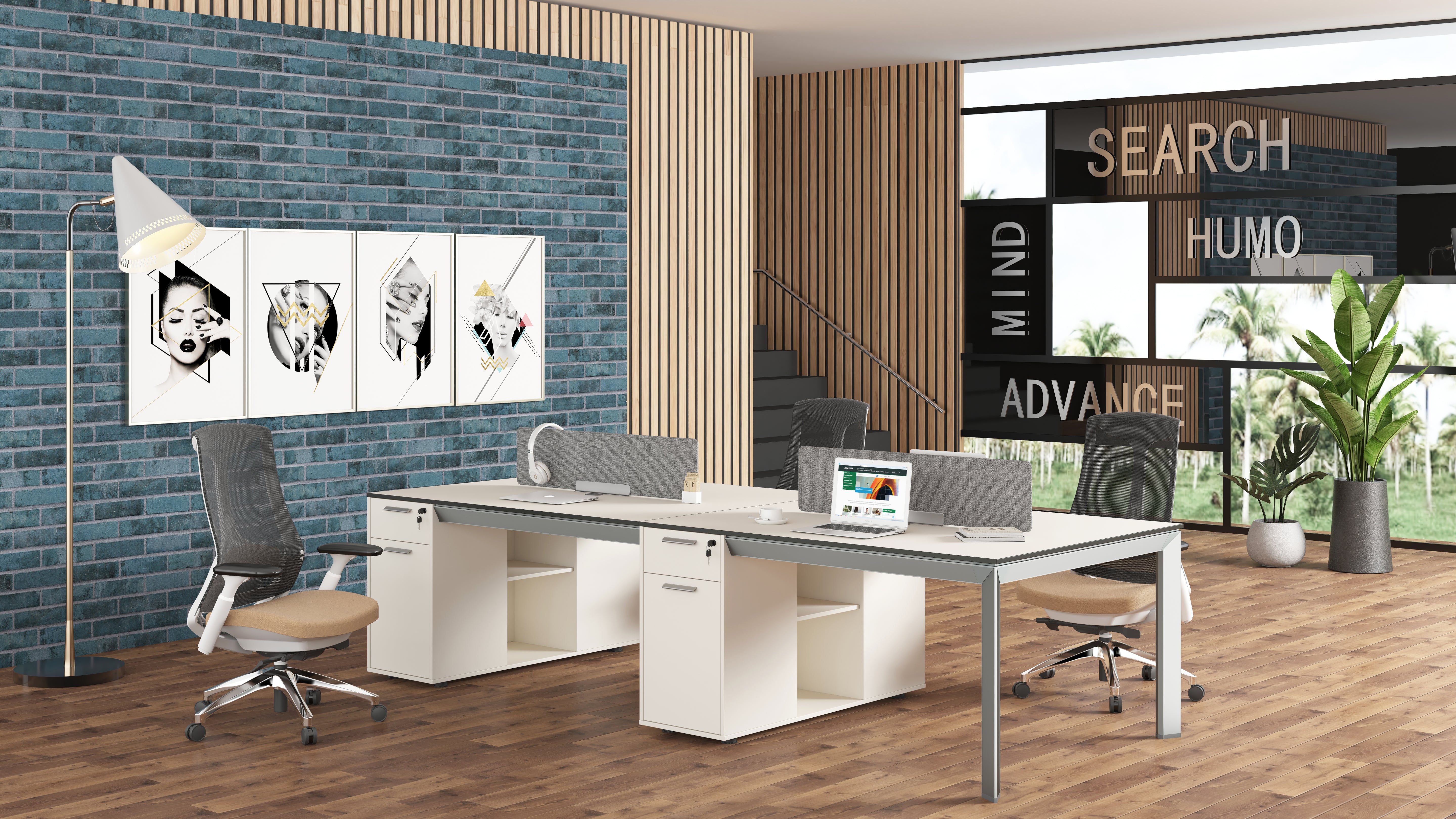 Nova 2 Seater Workstation Extenstion With 2 Cabinets 1.2m -White & Grey