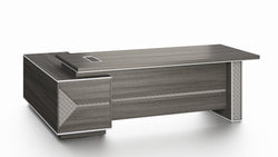 Nexus Executive Desk 2.4m -Dark Teak & Grey