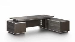 Nexus Grandmaster Executive Desk 2.8m -Dark Teak & Grey
