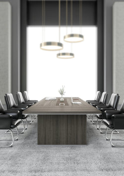Nexus Boardroom Table 3.6m x 1.4m - Dark Teak & Grey