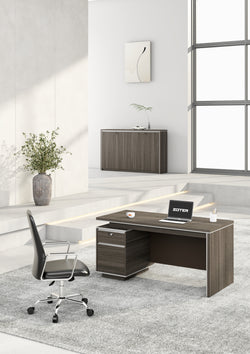 Nexus Executive Desk 1.8m -Dark Teak & Grey