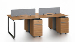 Chancellor Oak 4 Seater Workstation With 4 Cabinets 2.4m -Golden Oak & Grey