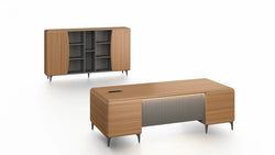 Majestic Oak Executive Office Desk 1.8m Golden Oak & Grey