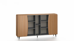 Majestic Oak File Cabinet 2.4m -Golden Oak & Grey