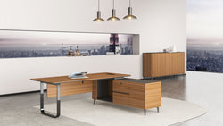 Chancellor Oak Executive Desk 1.8m -Golden Oak & Grey