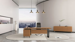 Chancellor Oak Executive Desk 1.8m -Golden Oak & Grey