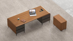 Majestic Oak Executive Office Desk 1.8m Golden Oak & Grey