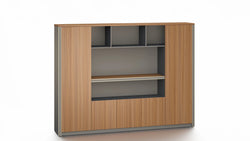 Oxford File Cabinet 2.4m -Golden Oak & Grey