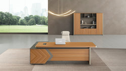 Oxford Executive Desk 2.4m -Golden Oak & Grey