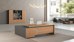 Oxford Executive Desk 2.4m -Golden Oak & Grey