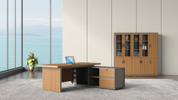 Oxford Executive Desk 2.4m -Golden Oak & Grey