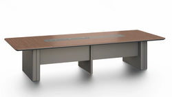 Monarch Boardroom Table 3.6m x 1.4m - Brown Walnut & Grey