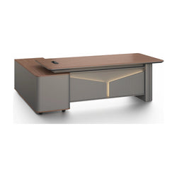 Imperium Executive Desk 2.4m -Brown Walnut & Grey