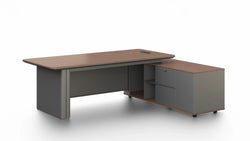 Imperium Executive Desk 2.4m -Brown Walnut & Grey