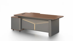 Imperium Executive Desk 2.4m -Brown Walnut & Grey