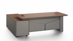 Imperium Executive Desk 2.4m -Brown Walnut & Grey